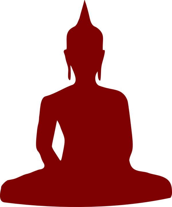 Buddhism Yoga Meditation Silhouette Man Maroon Outline Of