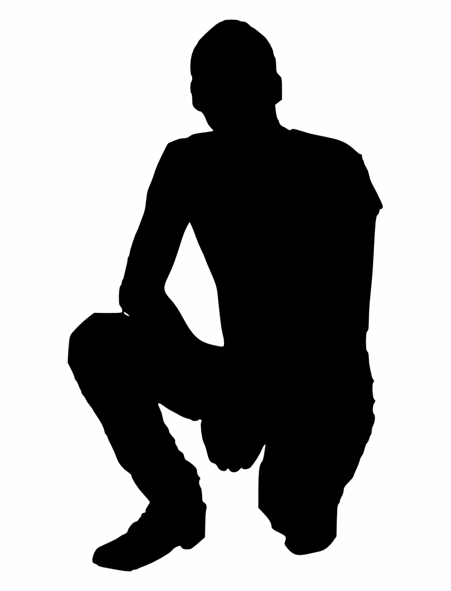 man kneeling down silhouette
