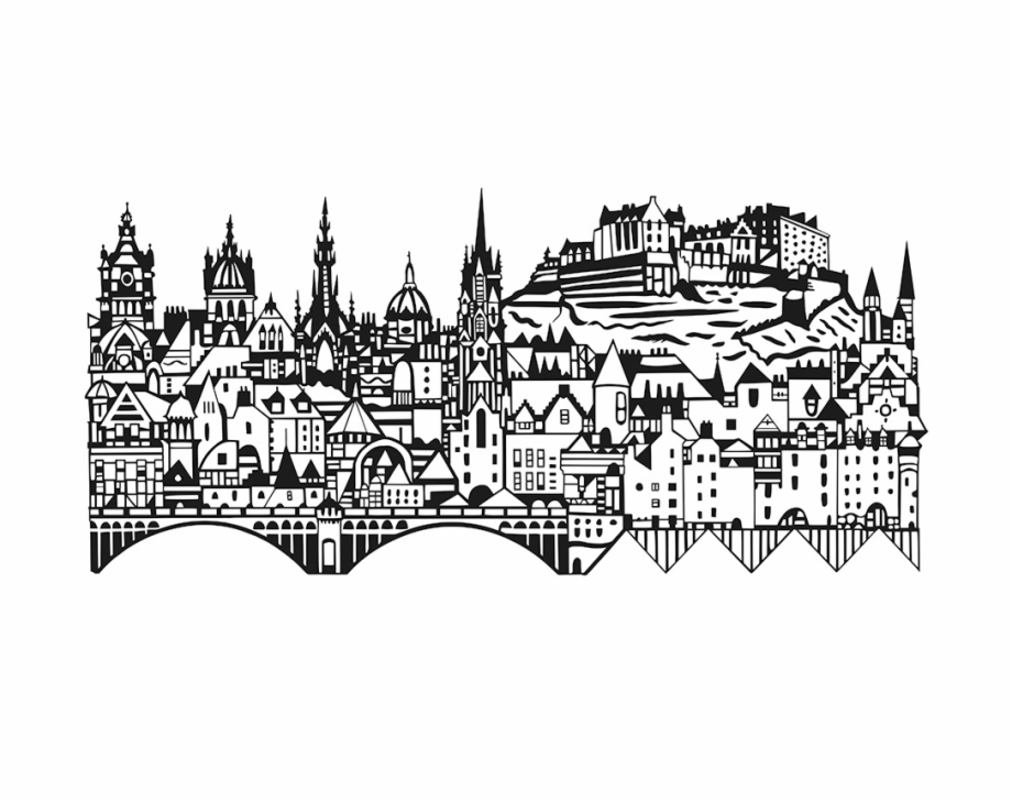 Jpg Royalty Free Library Drawing City Outline Edinburgh