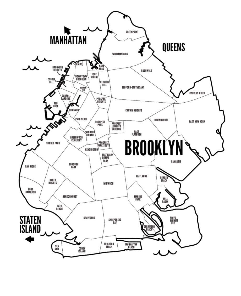 map of brooklyn black and white
