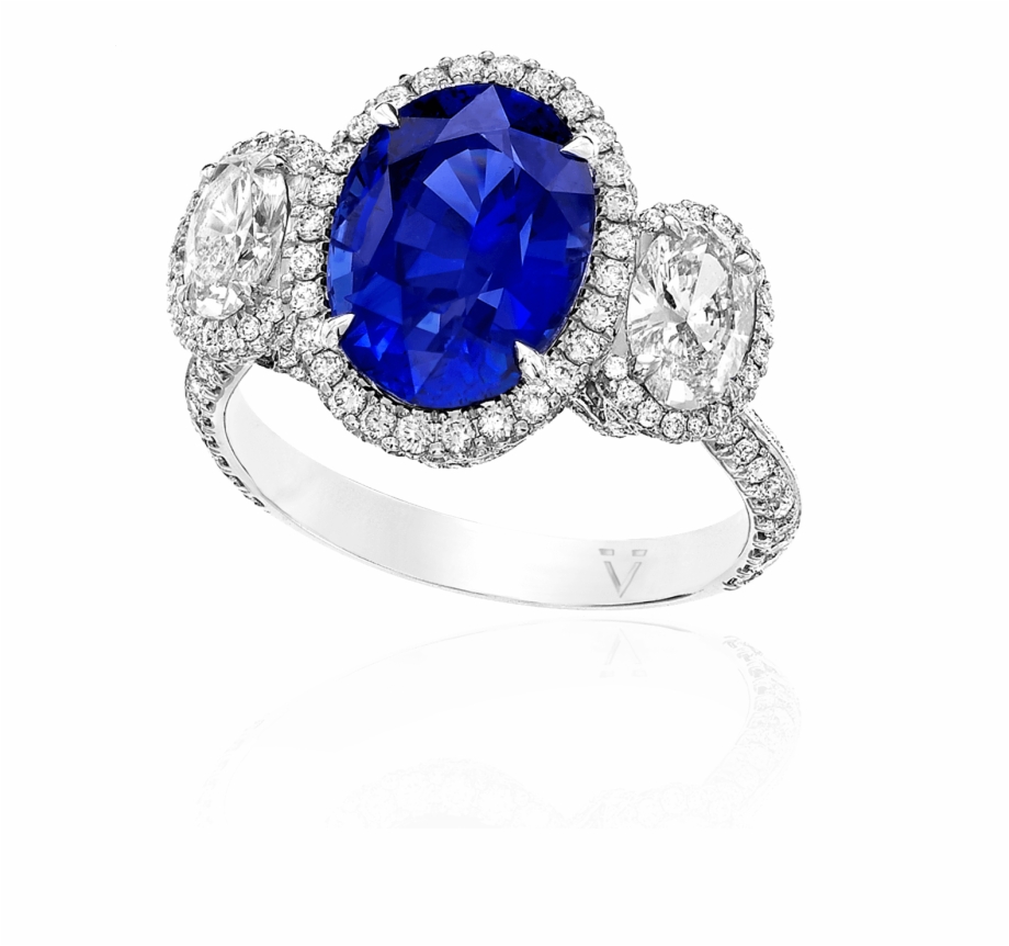 Blue Sapphire And Diamond Ring Blue Gem Ring
