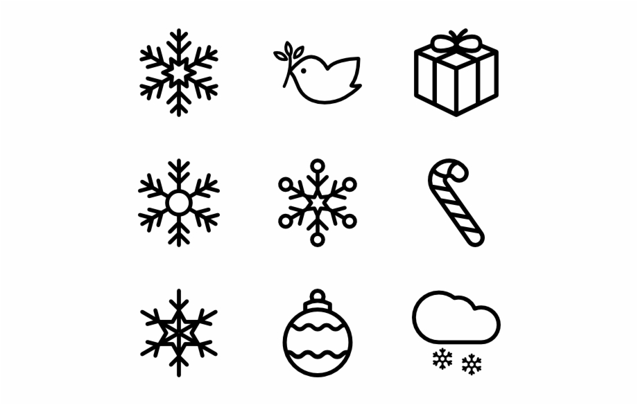 Merry Christmas Line Christmas Icons Vector Png
