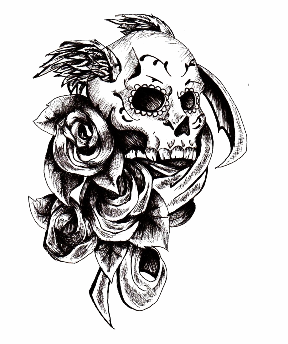 rose skull tattoo png
