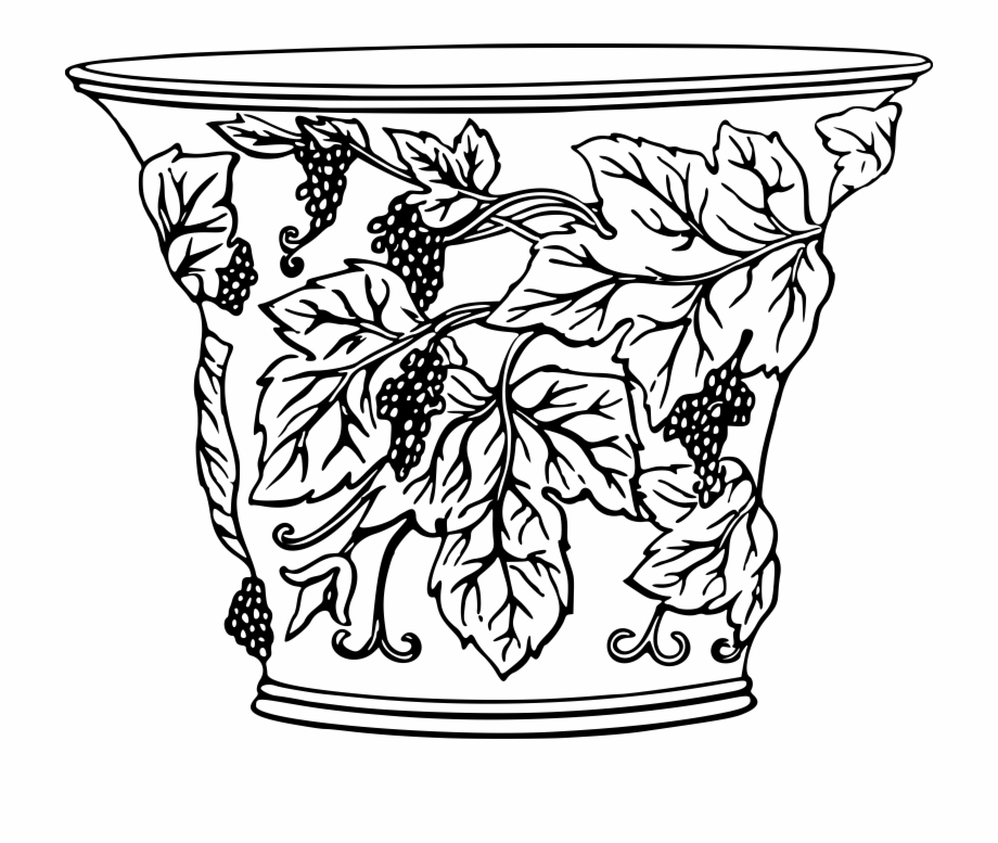 flower pot with design in drawing
