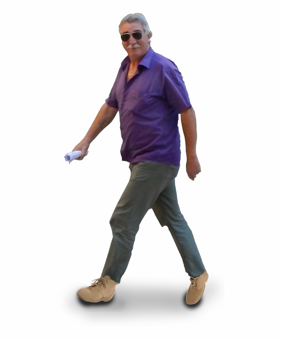old man walking transparent

