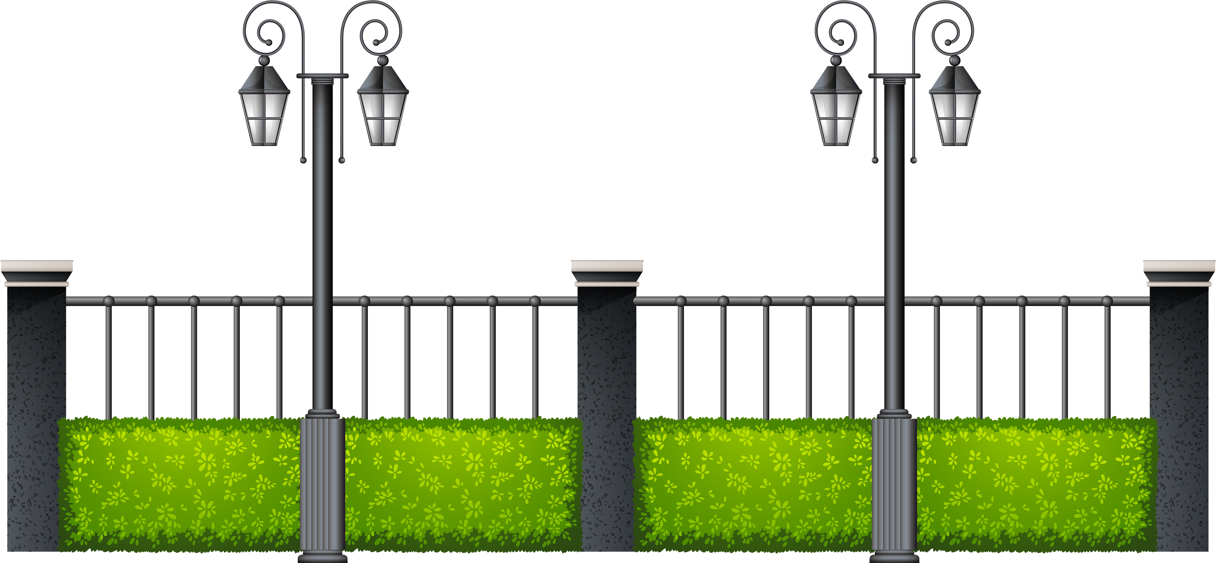 Metal Fence With Streetlights Png Clipart Street Fence