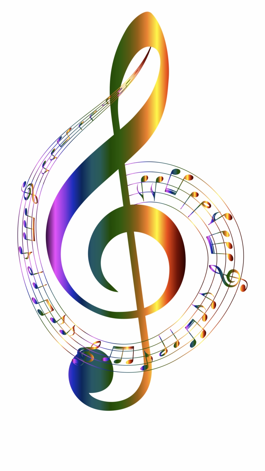 colorful transparent background music notes
