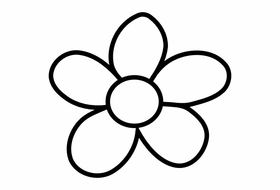 Black Flower Outline Flower With Stem Clip Art