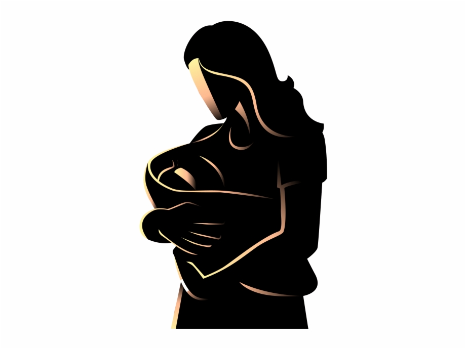 Graphic Silhouette Png Of A Woman Holding Her