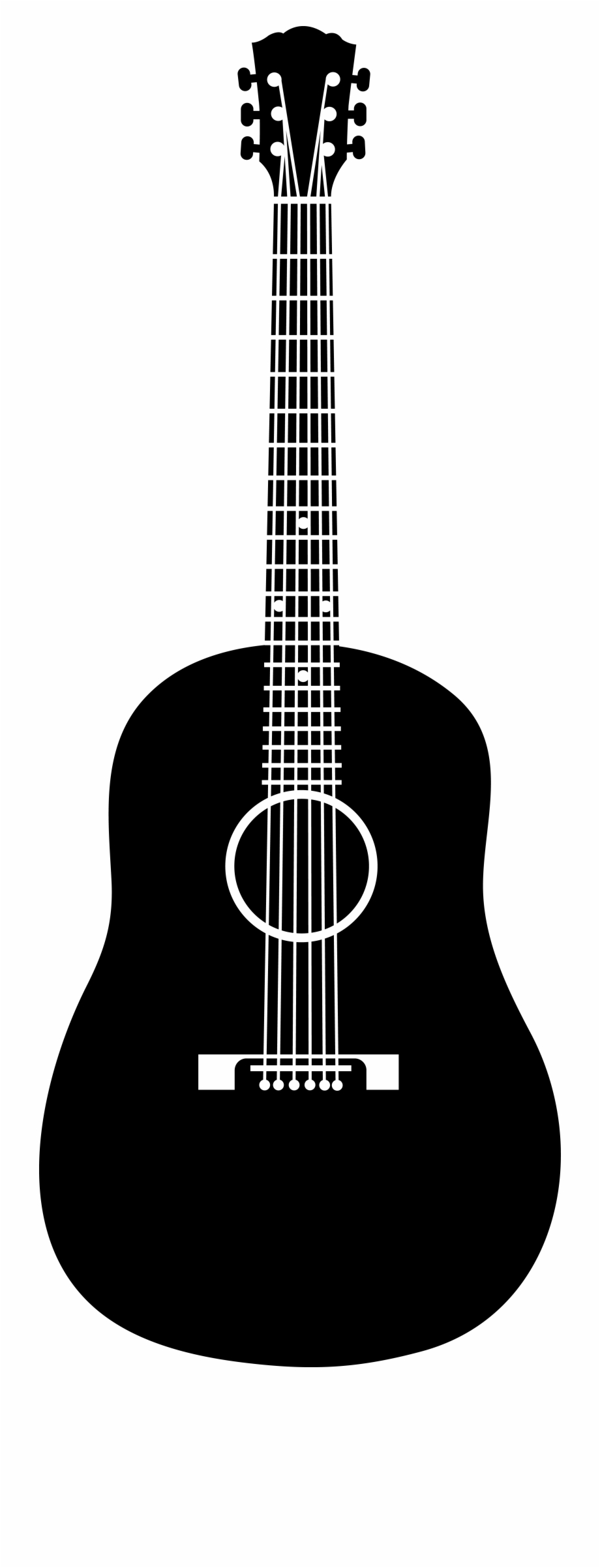 Acoustic Black Png Acoustic Guitar Clipart Black And