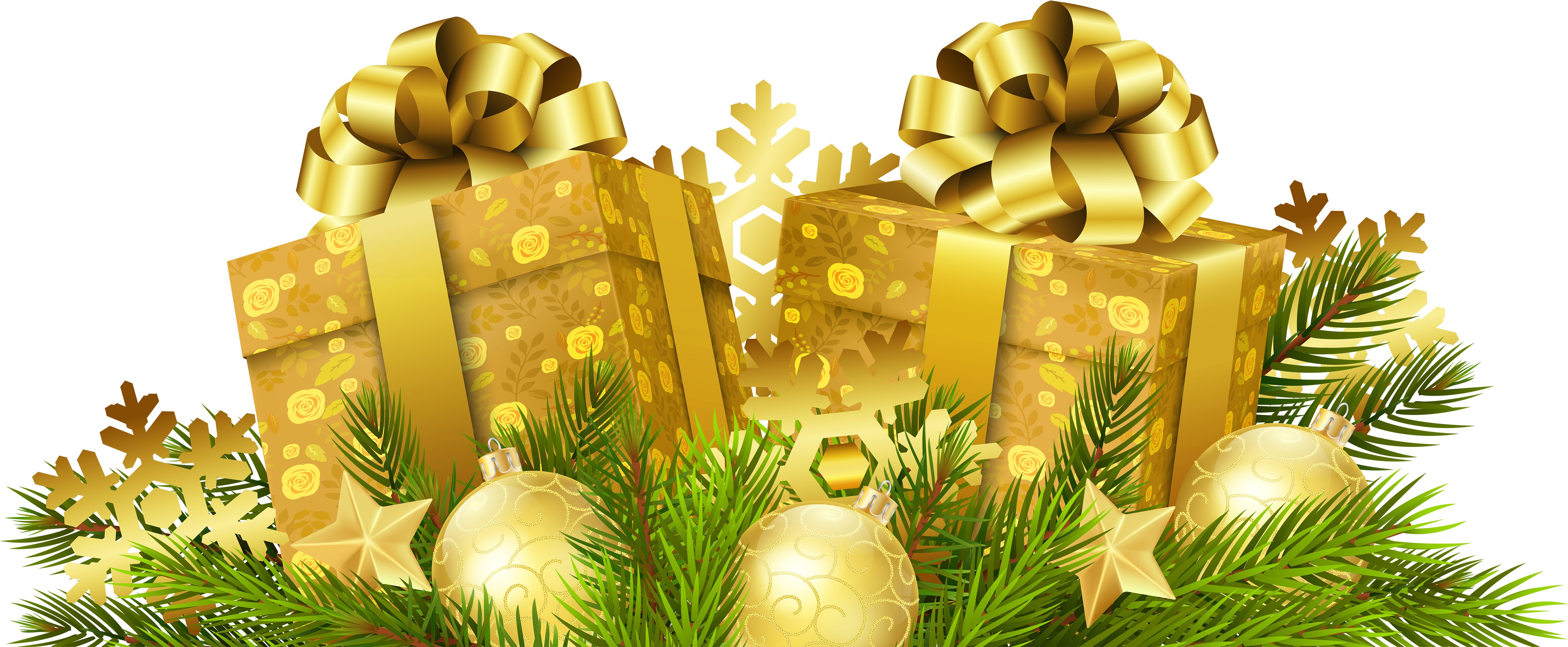Christmas Presents Transparent Background Gold Christmas Gift Png