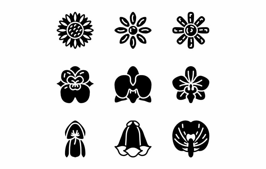 small flower stencils black and white
