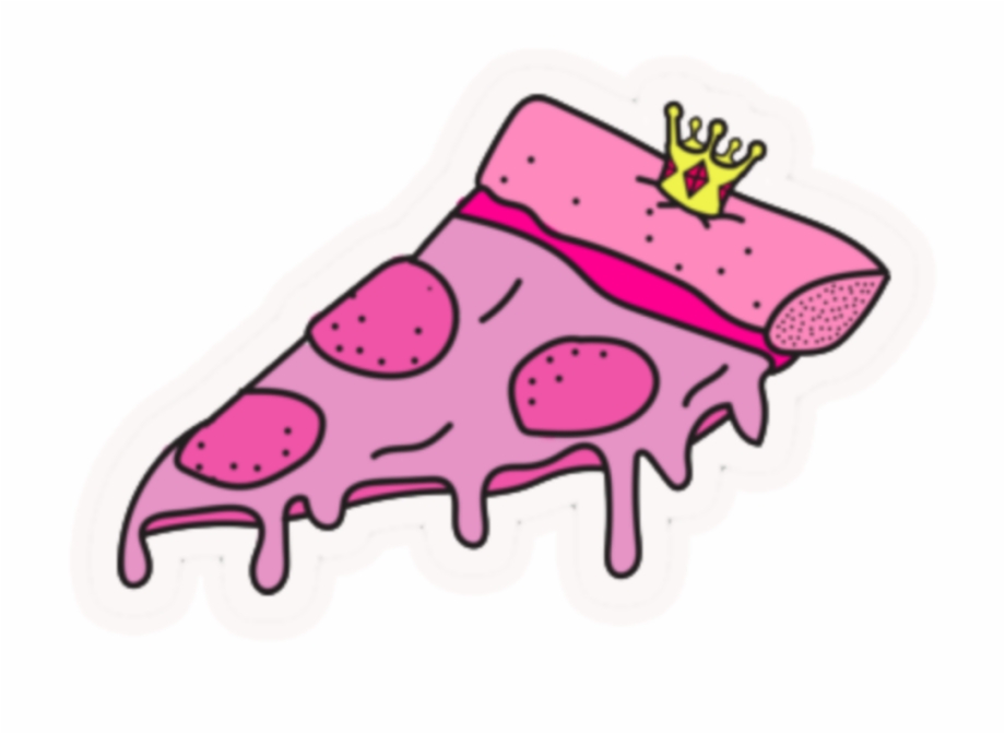 Kawaii Pink Pizza Pizzaslice Crown Stickers Tumblr Pizza