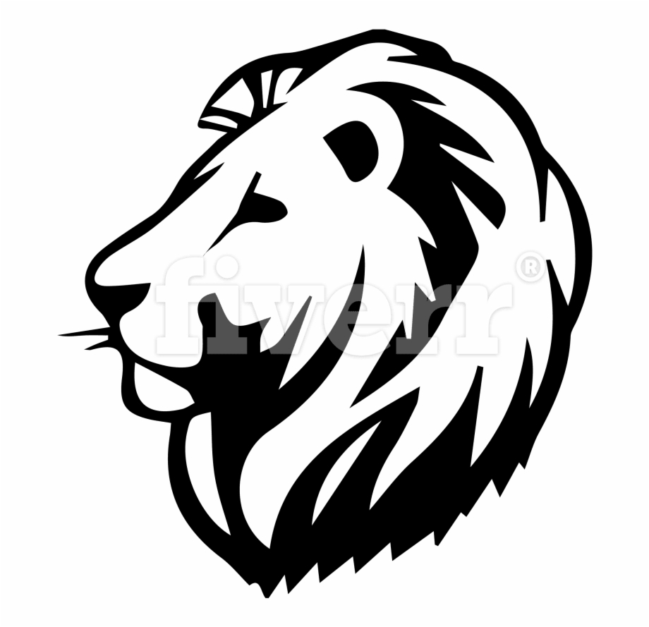 black and white lion clipart

