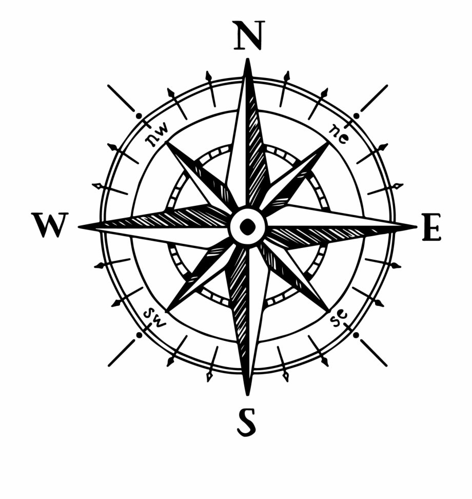 North Compass Rose Drawing Compass Rose Hand Drawn
