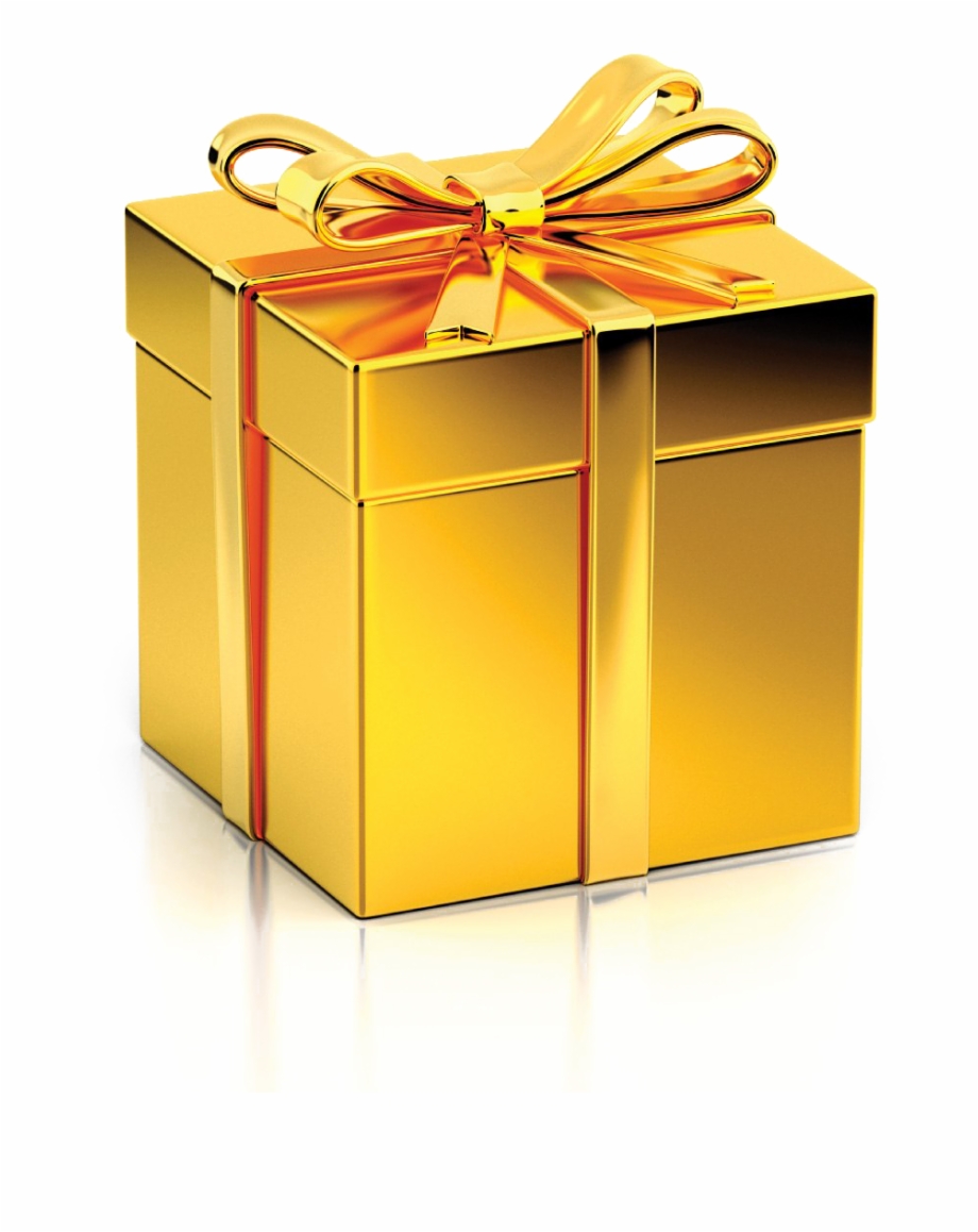 transparent background gold gift box
