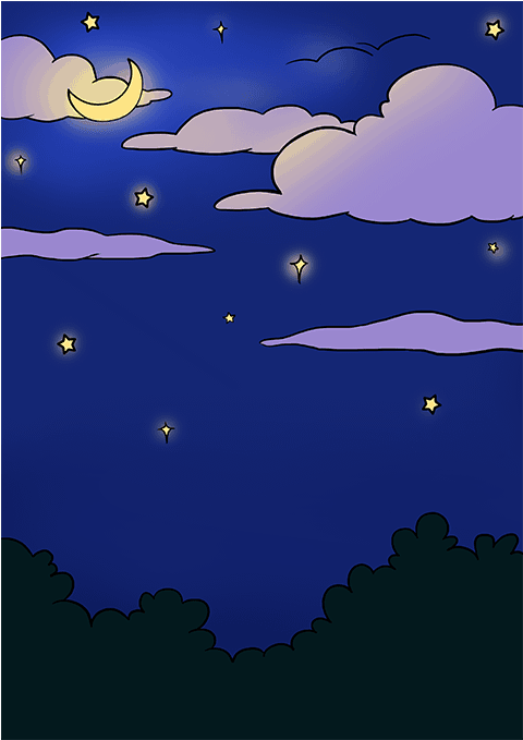 How To Draw Night Sky Draw The Night