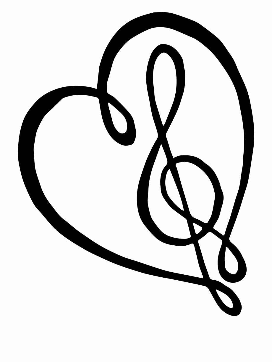 Heart Music Symbol Line Art