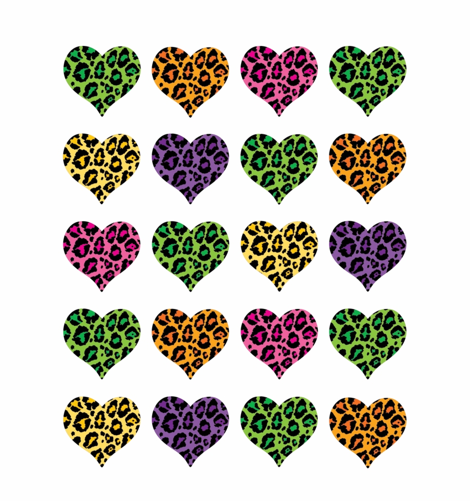Tcr5200 Leopard Print Hearts Stickers Image Leopard Hearts