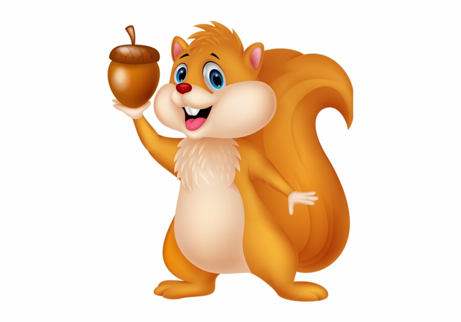 Cute Squirrel With Acorn Png Cartoon Clipart Free