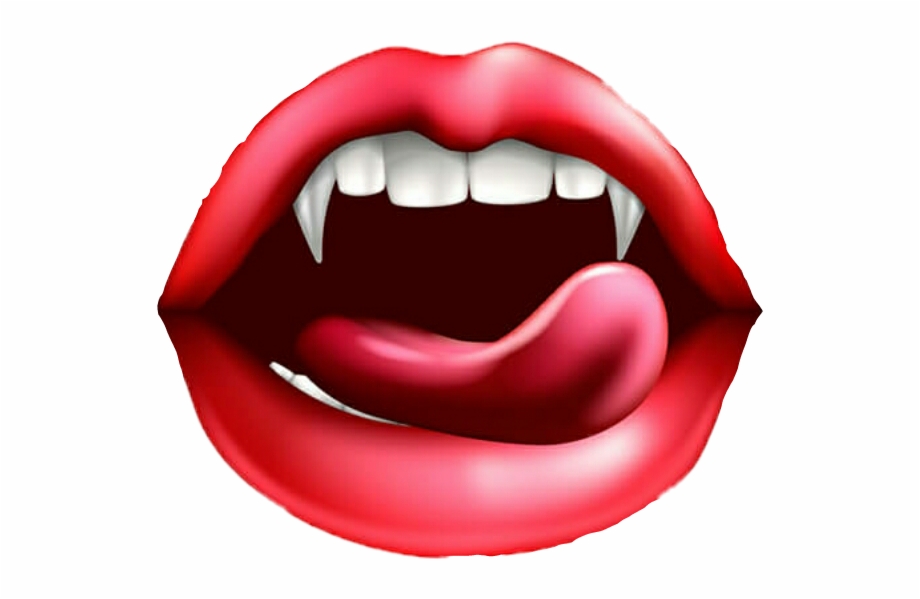 Vampire Teeth Lips Tongue Fangs Someone Licking Their