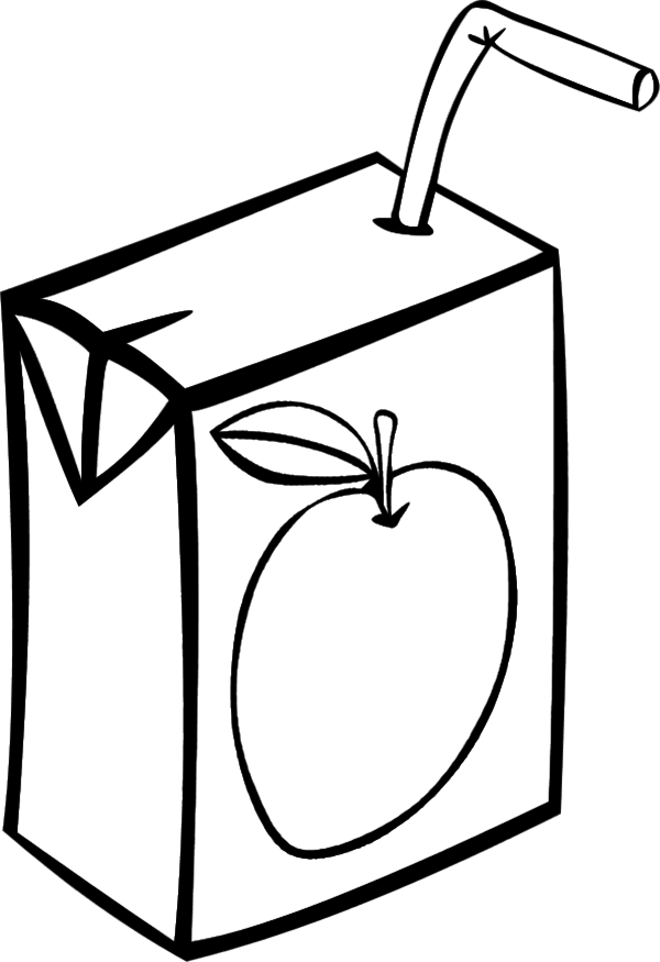 Apple Juice Outline Lineart Juice Black And White