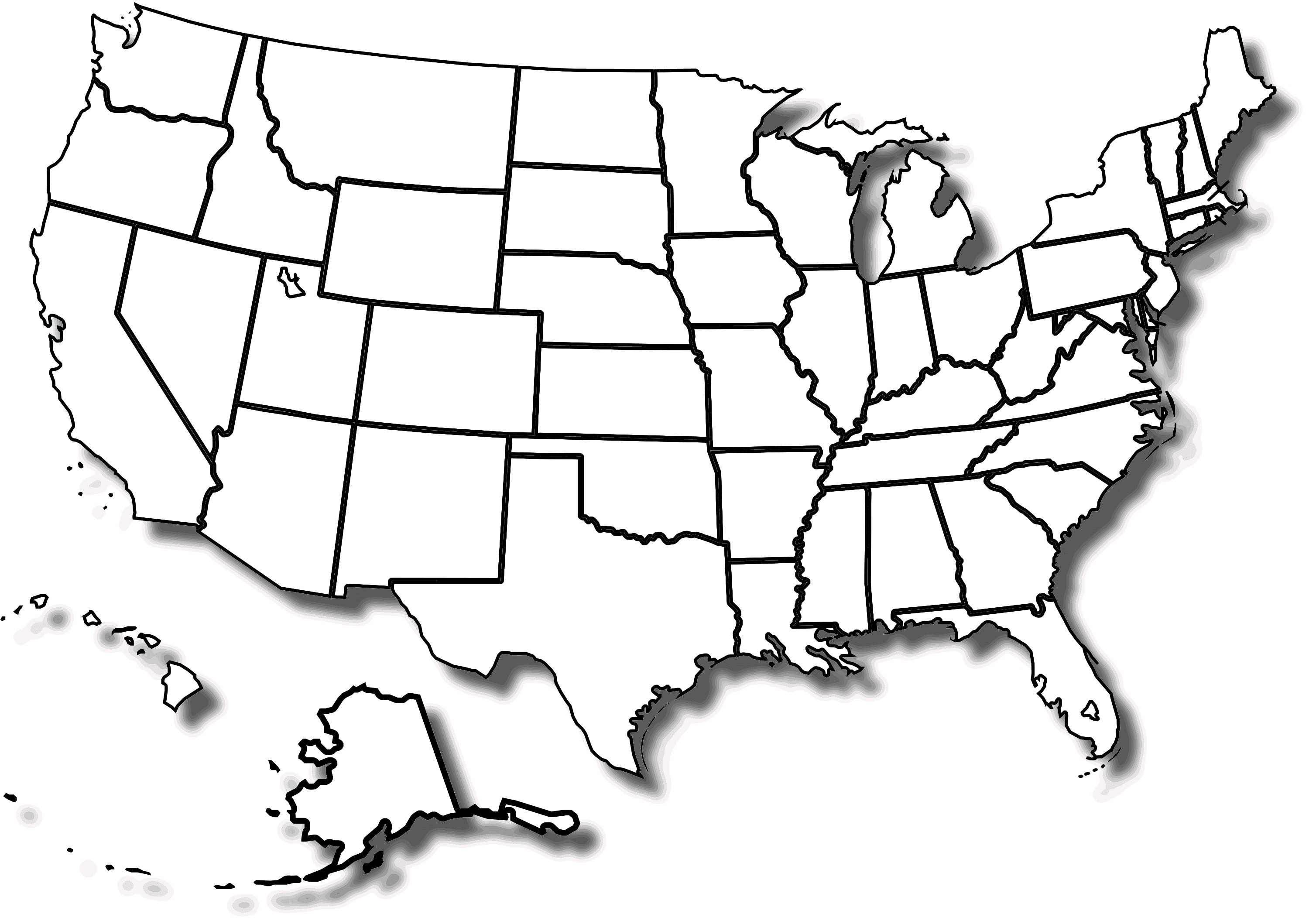 Free United States Black And White Outline Map Download Free United 