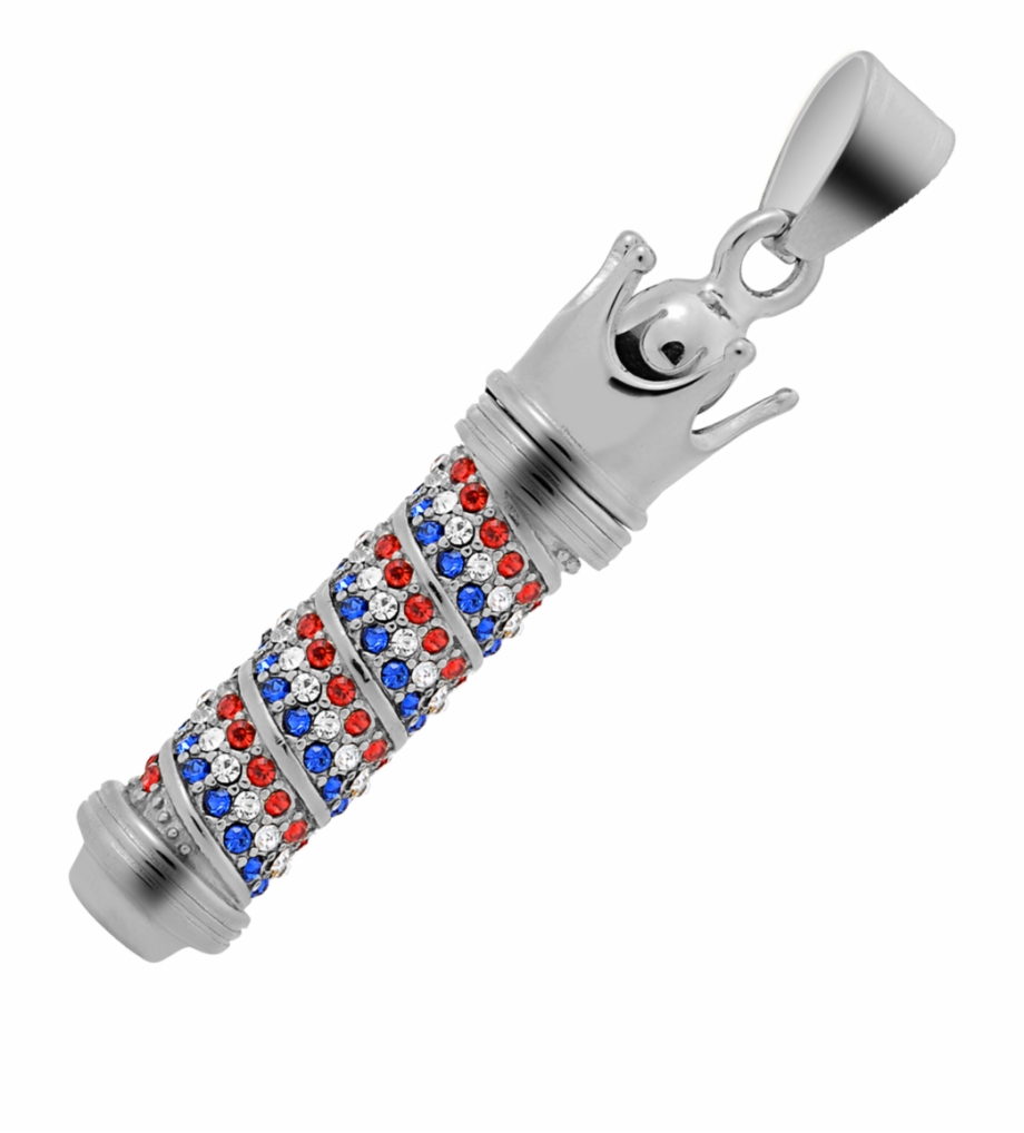 Barber Pole Steel Color Cz Stainless Steel Pendant