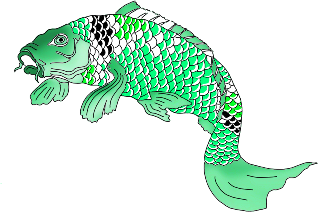 green koi fish drawing
