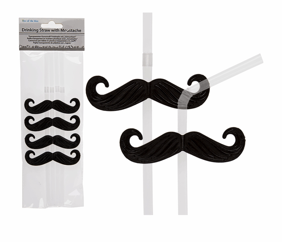 Transparent Plastic Drinking Straw With Moustache Illustration