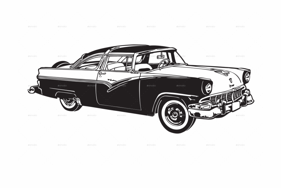 Clip Arts Related To : Vintage car Silhouette - Vector drawing retro Ford c...