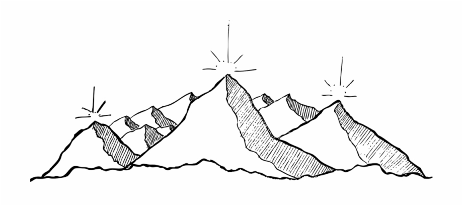 Drawn Mountain Transparent Line Art