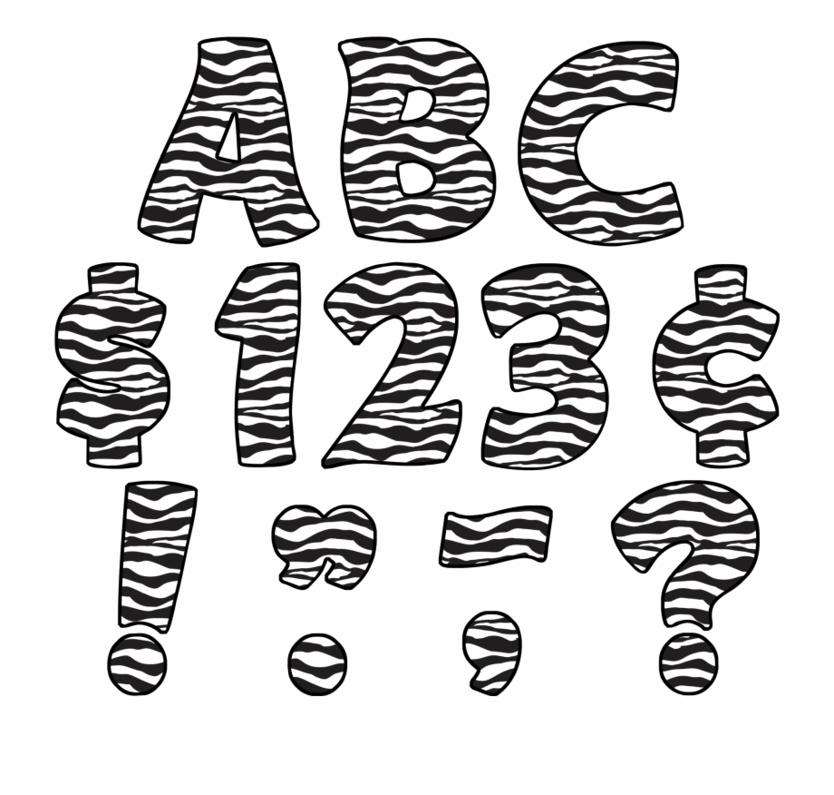 Zebra Print Funtastic 4 Letters Uppercase Pack Free
