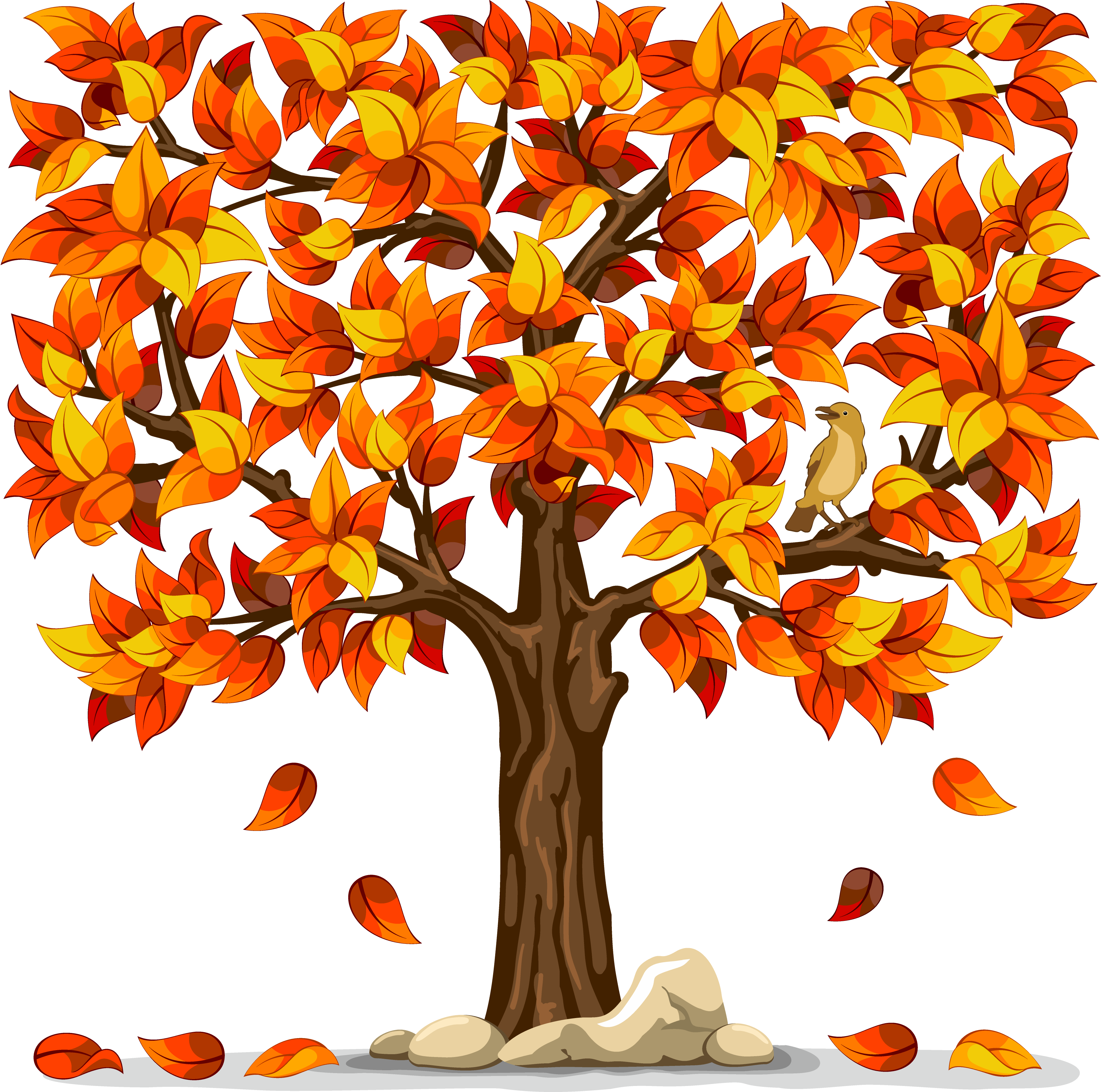 Autumn Tree With Falling Leaves Clip Art