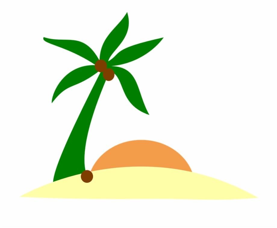 Sunset Clipart Plam Tree Palm Tree Island Png