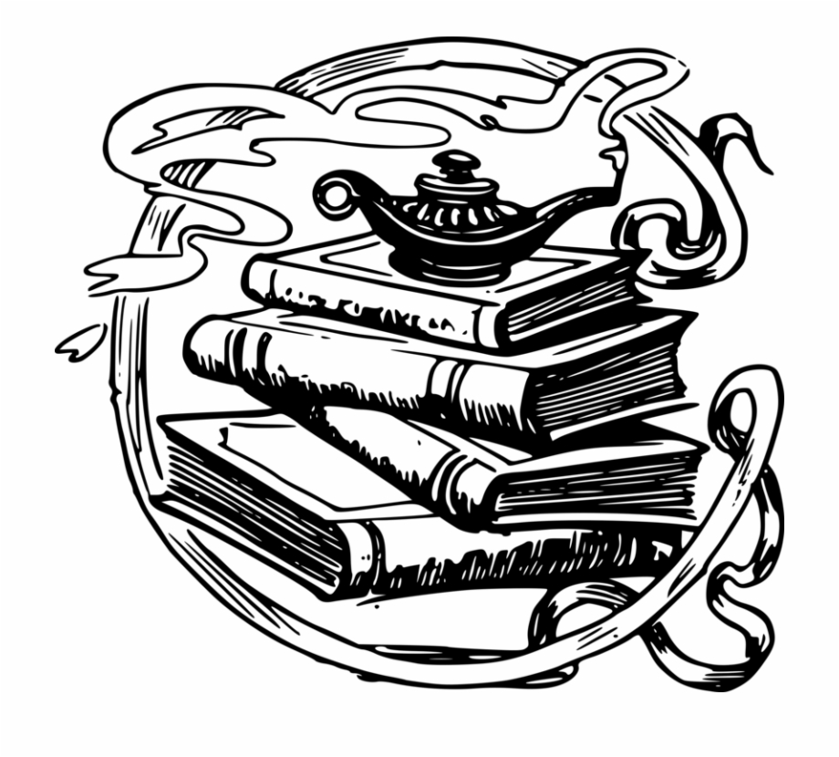 Book Doodle Png Genie Lamp On Books