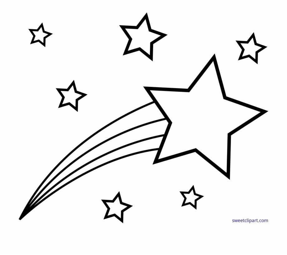 Outer Space Symbol Shooting Star Lineart Clip Art