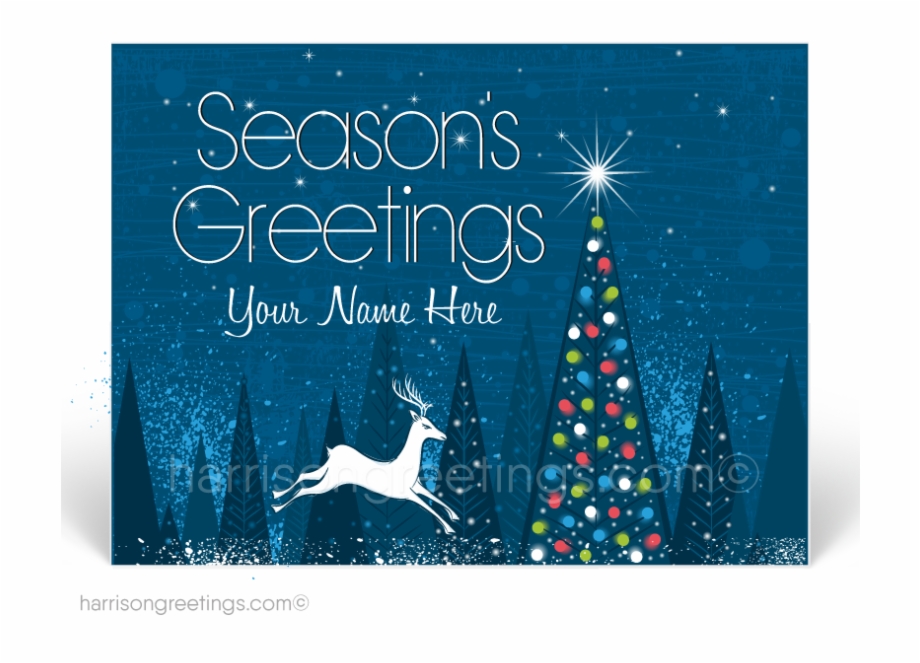 Modern Blue Holiday Postcards Seasons Greetings For Business