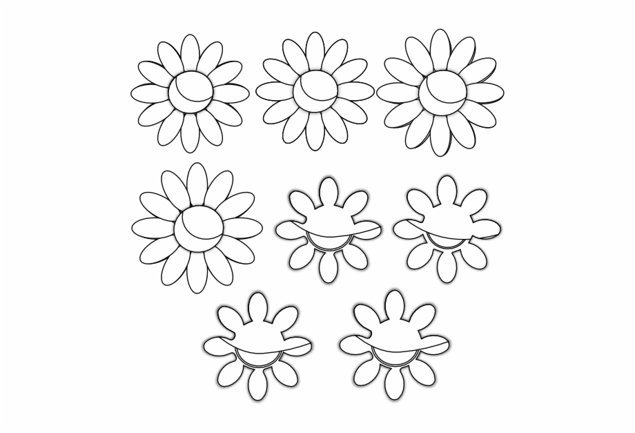 Eight Flowers Flora 34 Black White Line Art