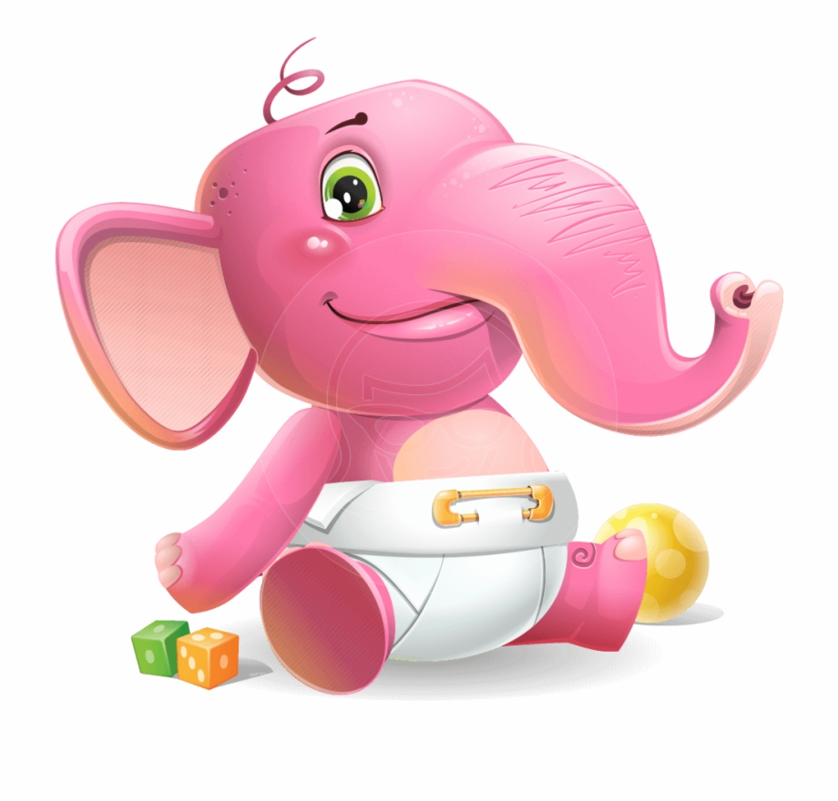 Baby Elephant Vector Cartoon Character Baby Elephant Cartoon