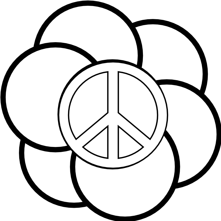 Peace Symbol Peace Sign Flower 121 Black White