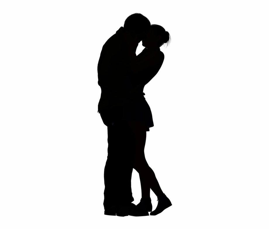 boy and girl hugging silhouette
