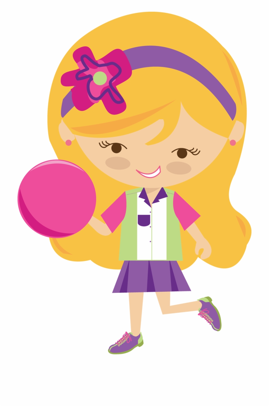 Little Girl Clipart Bowling Pencil And In Color