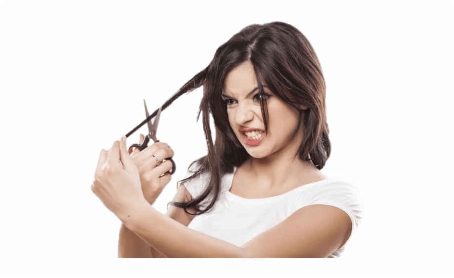 Angry Girl Png Woman Cutting Her Hair