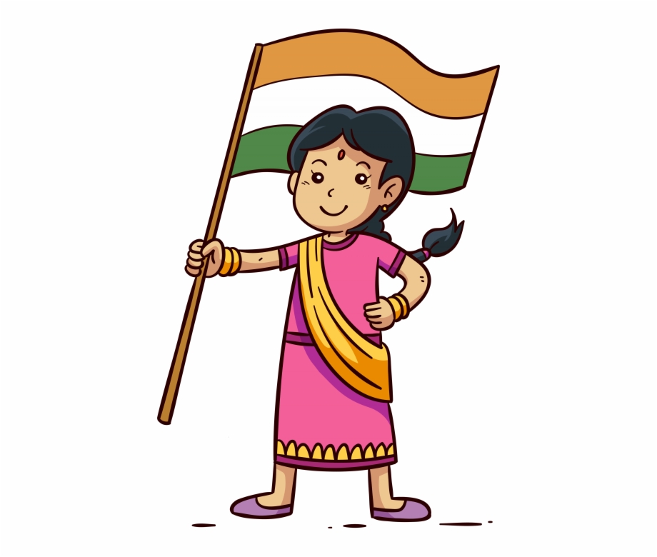 Girl Hanging Indian Flag Png