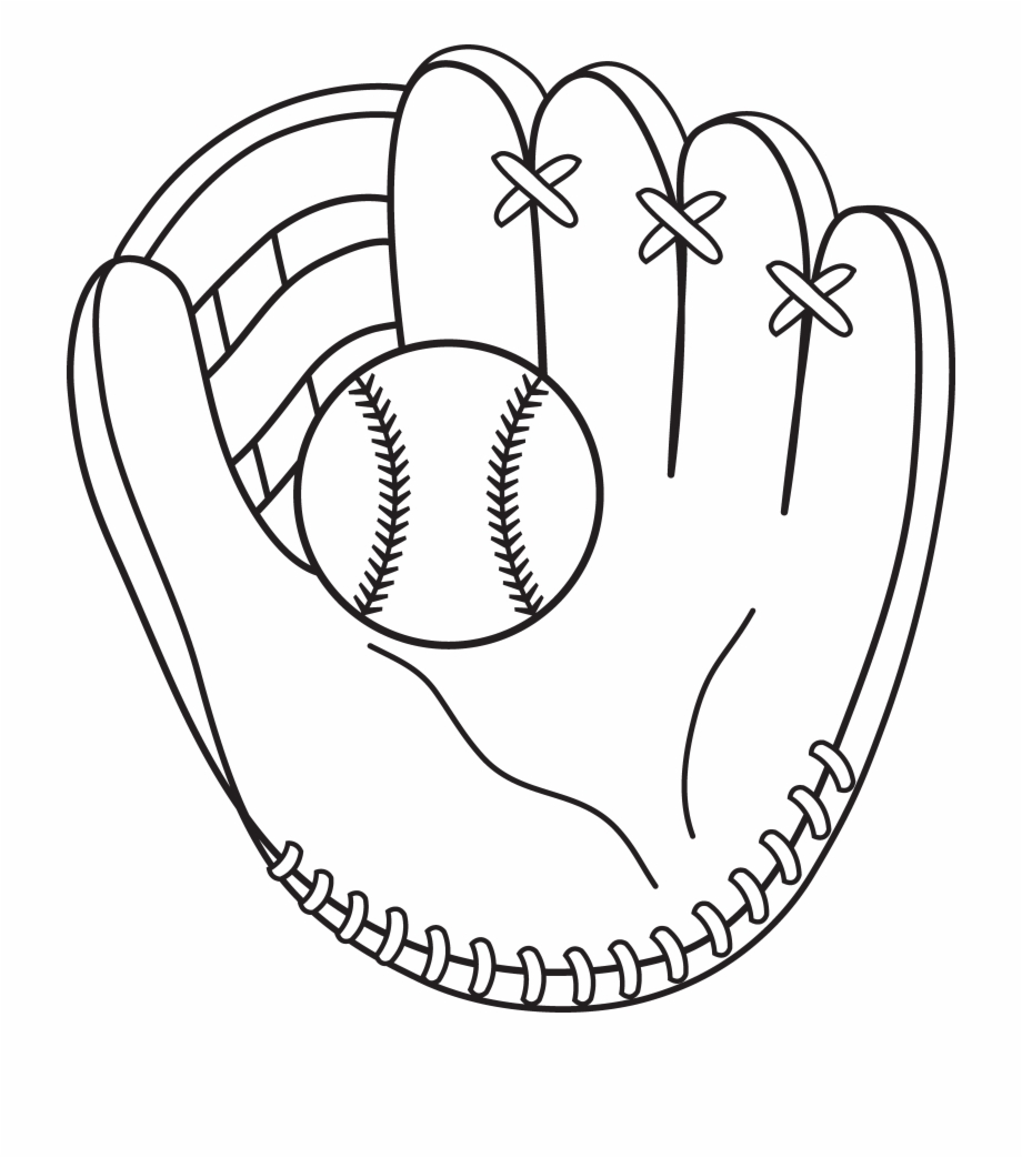 Baseball And Mitt Line Art Baseball Glove Clipart
