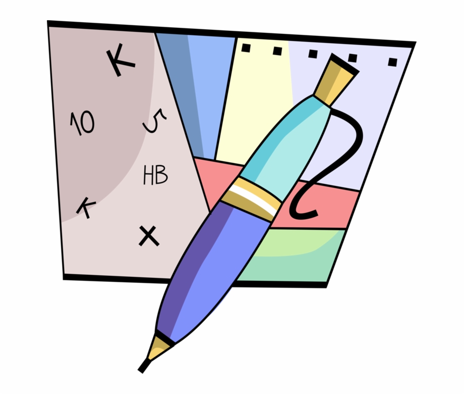 Vector Illustration Of Retractable Ballpoint Pen Writing
