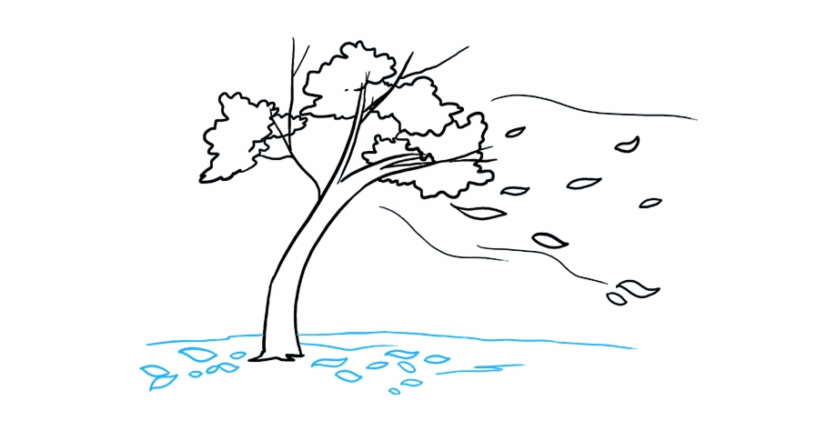 Leaves Blowing Png Draw A Falling Tree