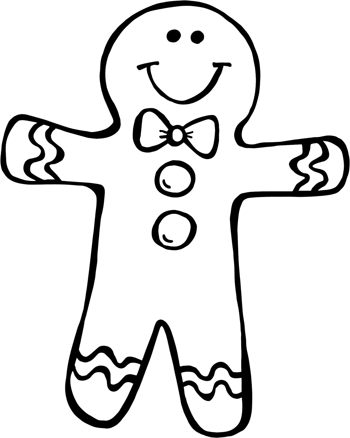 christmas gingerbread man clipart black and white
