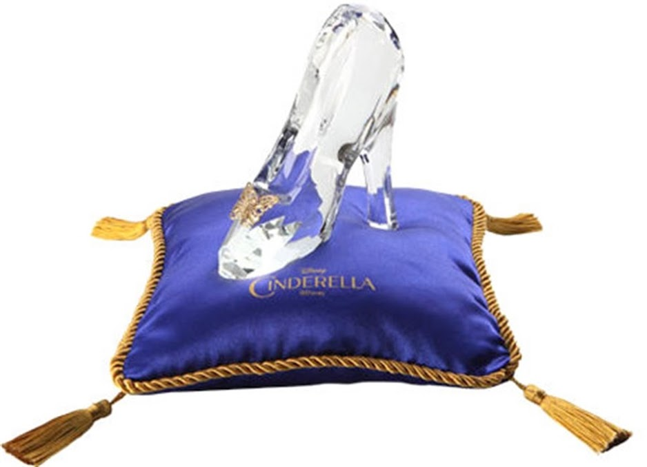 cinderella glass slipper on cushions
